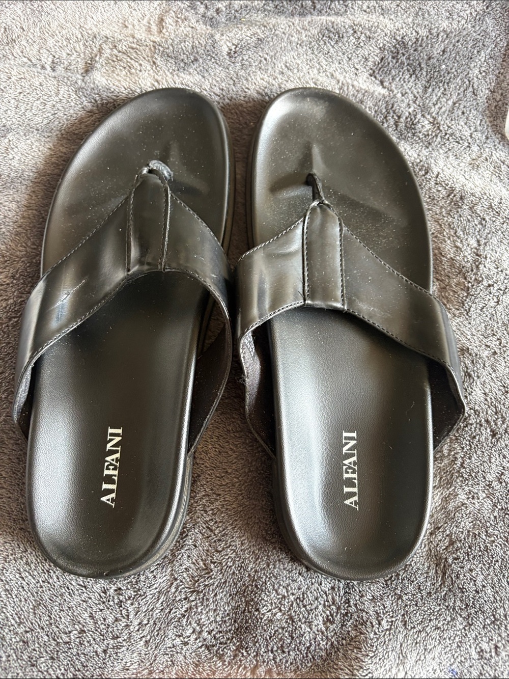 Alfani Men's Black Leather Thong Sandals